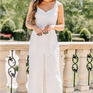 Gilli White Eyelet Jumpsuit